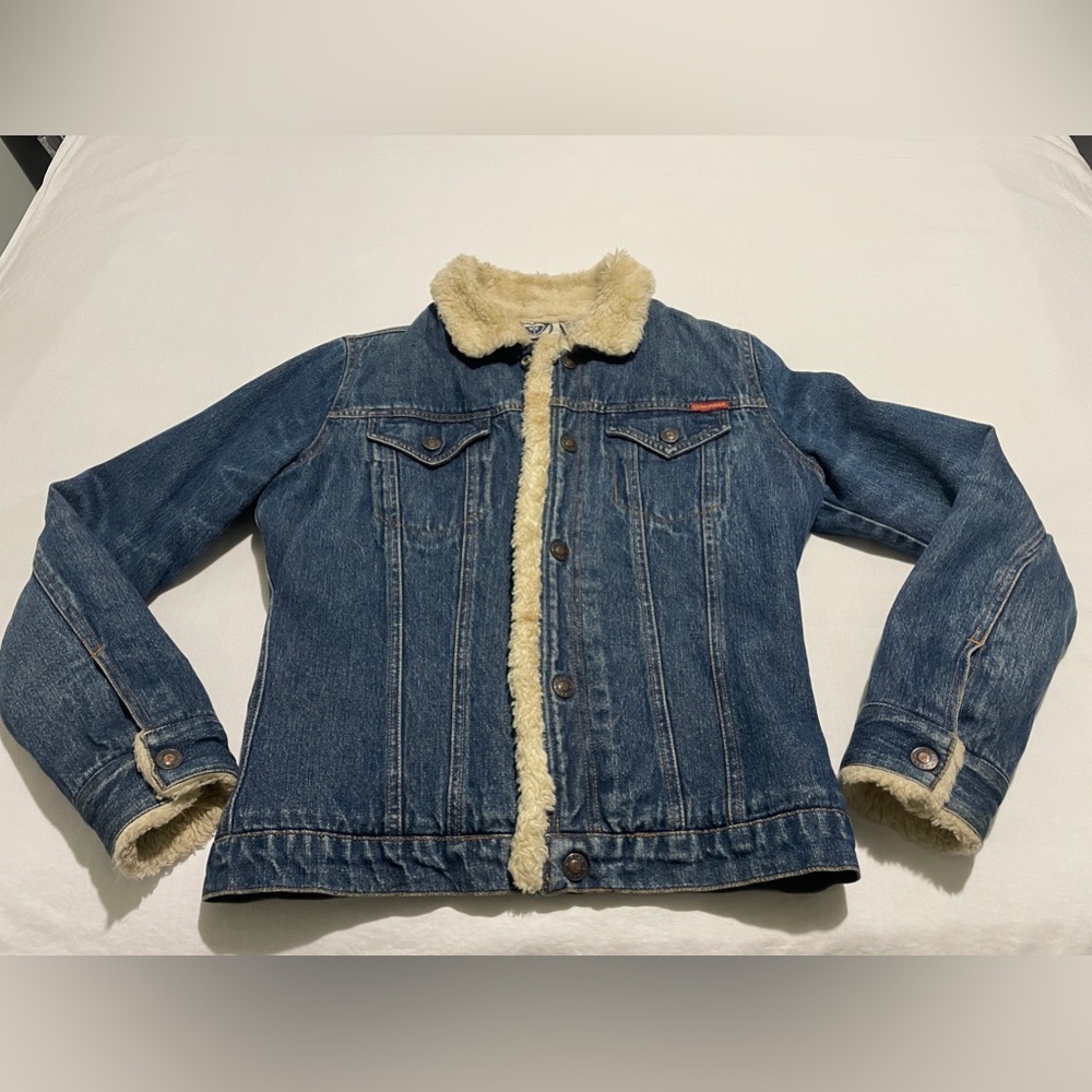 Girls ROXY JACKET! SIZE LARGE Sherpa Lined Denim Jean Jacket *FREE SHIPPING!*